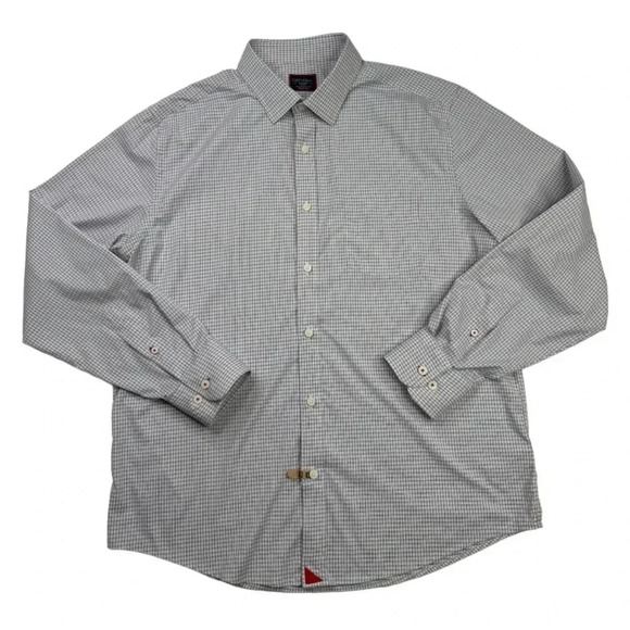 UNTUCKit Russell Slim Fit Shirt Button Up Long Sleeve Blue Red Stretch - Picture 2 of 10